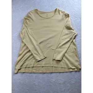 J.Jill Perfect Pima Cotton Long‎ Sleeve Soft High Low Top Casual Basic Yellow XL